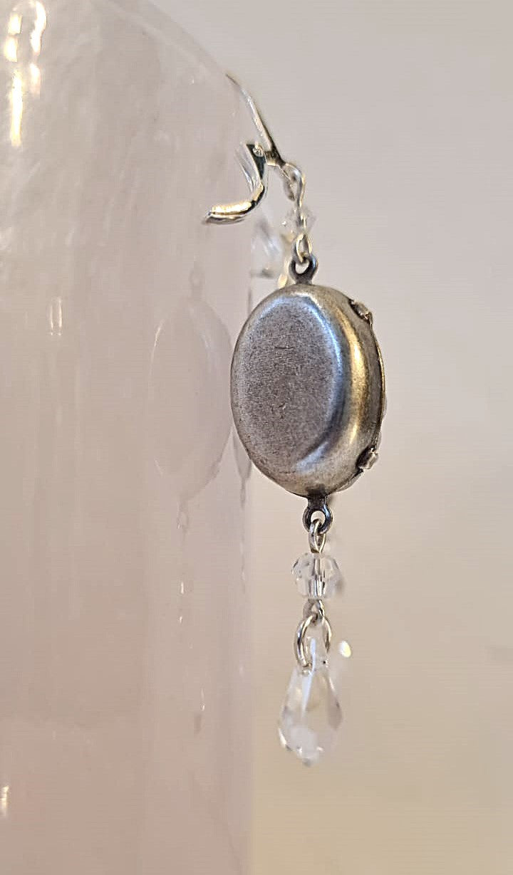 Cabochon Crystal de Neige argenté