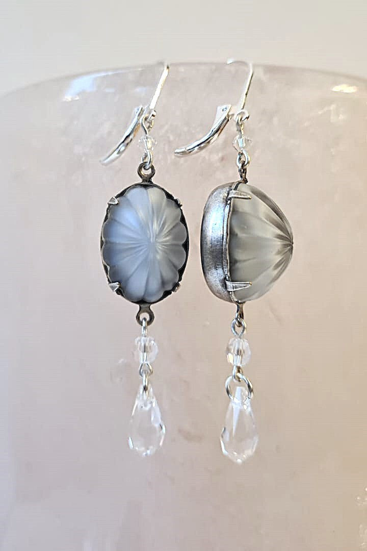 Cabochon Crystal de Neige argenté