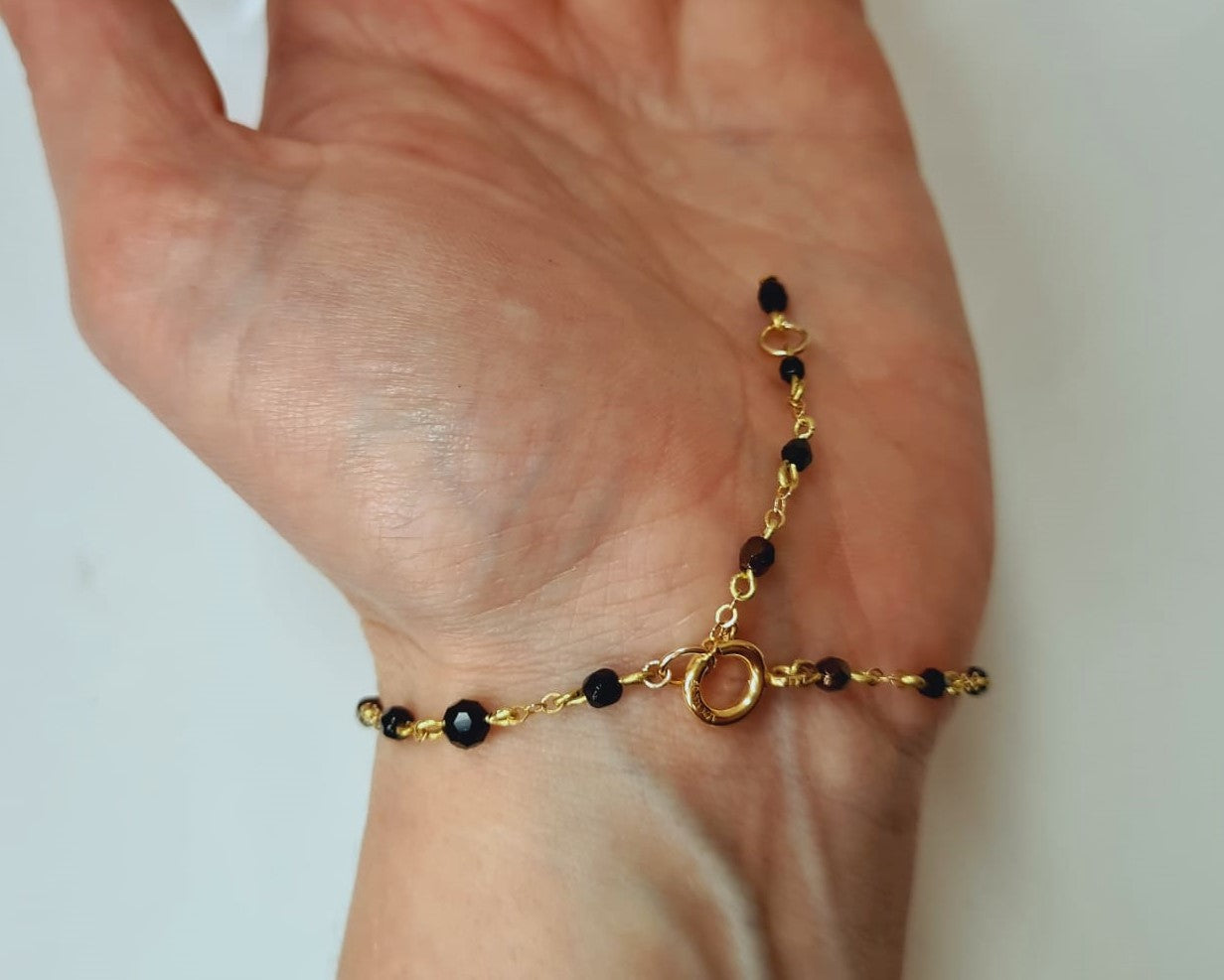 Bracelet Petites Perles Noir jet.