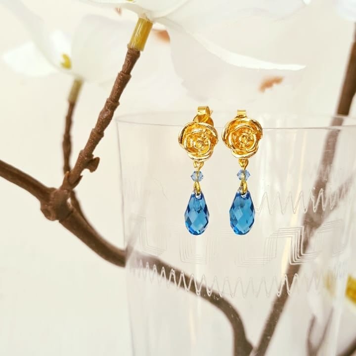 Bouton de Rose Crystal Bleu