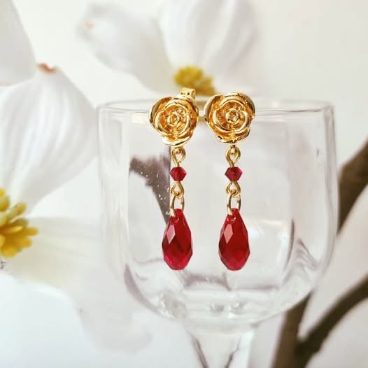 Bouton de Rose Crystal Rouge