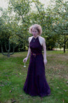 Robe Garden Party: Tissu Pois Bordeaux   (Longue et Viscose)