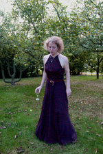 Robe Garden Party: Tissu Pois Bordeaux   (Longue et Viscose)