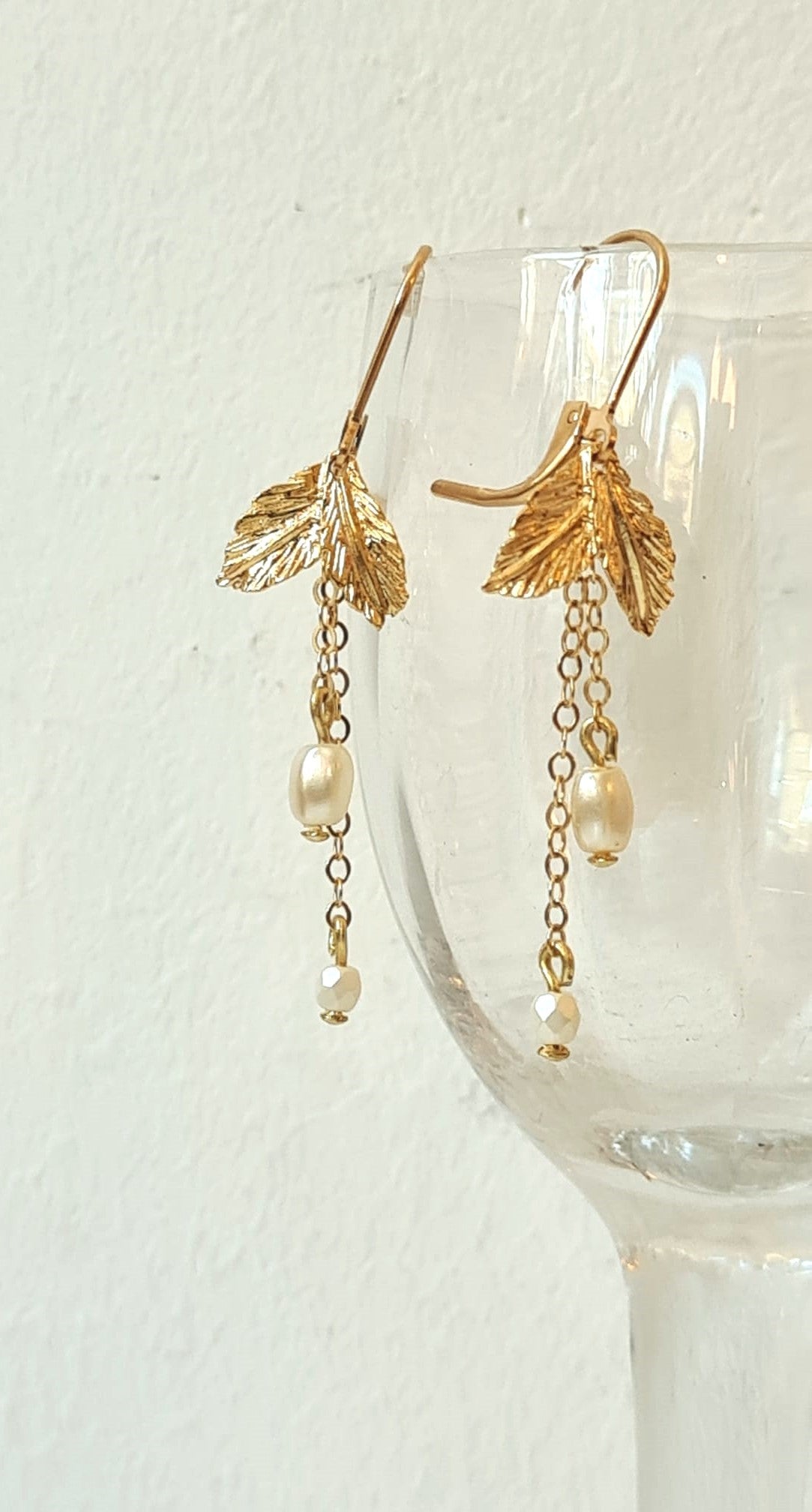 Parure 2 pièces Collier et Boucles Petite Feuille longue