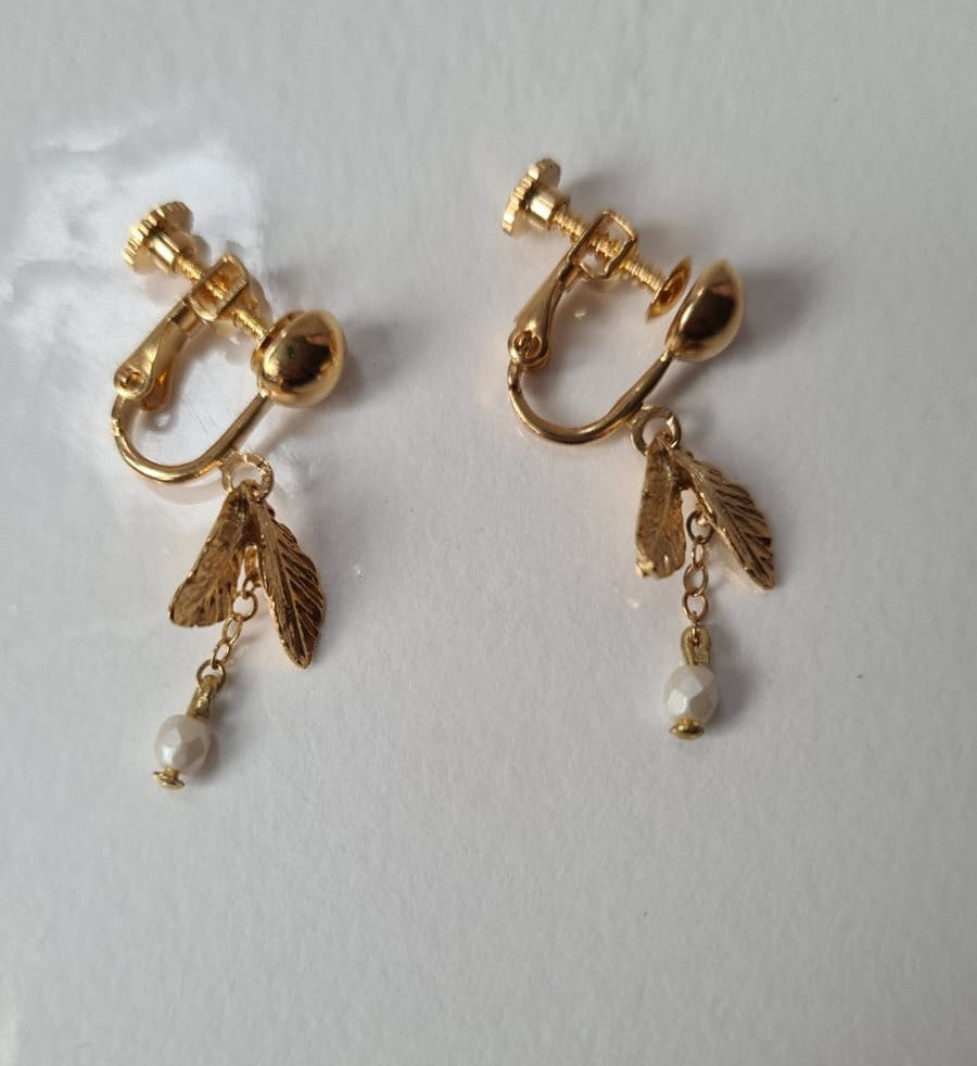 Parure 2 pièces Collier et Boucles Petite Feuille longue
